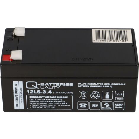 Q-Batteries 12LS-3.4 12V 3,4Ah Blei-Vlies Akku / AGM VRLA mit VdS