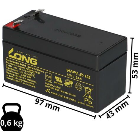 Bleiakku 12V 1,2Ah kompatibel ES1.2-12 ES1.2-12FR AGM VdS (1/5)