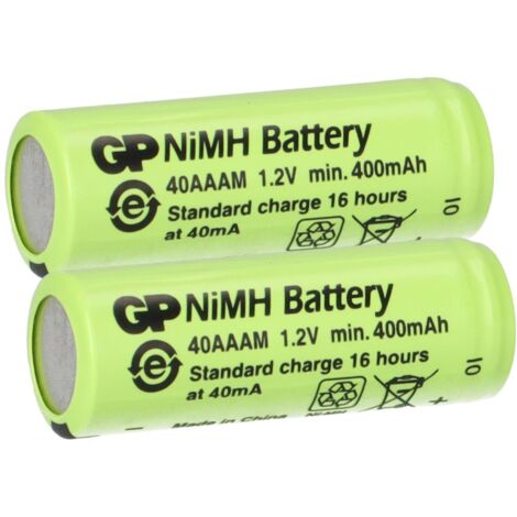GP Lot de 10 piles 2/3 AAA 1,2 V/400 mAh GP40AAAM Micro