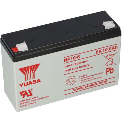Yuasa Blei-Akku NP10-6 PB 6V 10Ah VdS Faston 4,8
