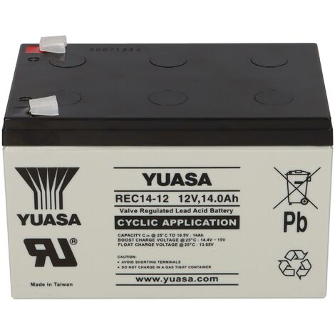 Yuasa Blei-Akku REC14-12 Pb 12V / 14Ah Zyklenfest, Faston 6,3mm