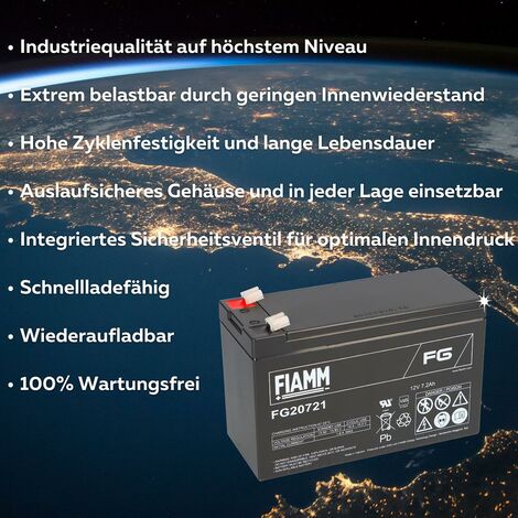 Batteria al piobo alta capacità FIA FG20721 da 12V 7 Ah