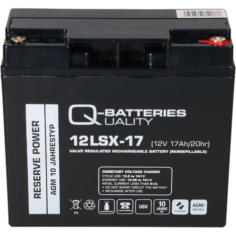 Q-Batteries 12V 7Ah AGM Batterie – Wartungsfrei, 10 Jahre Design Life, Für USV & Sicherheitstechnik