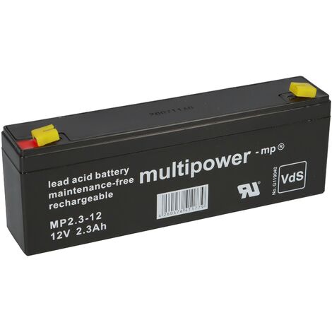 multipower MP2.2-12 – 12 V 2,3 Ah AGM Bleiakku (VRLA), VdS G107033, Faston 4,8 mm (1/5)