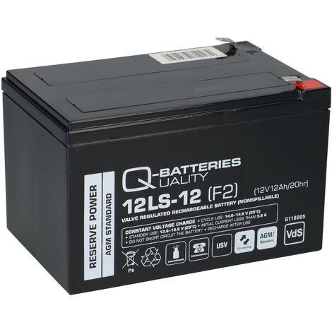 Q-Batteries 12LS-12 F2 12V 12Ah Blei-Vlies-Akku / AGM VRLA mit VdS
