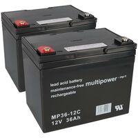 Ersatzakku für Ortopedia Clou 940 2x Multipower 12V - 36Ah Zyklenfest AGM VRLA