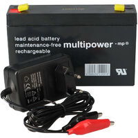 Set - Bleiakku und Ladegerät - 6V 7Ah Multipower Akku 0,6A Lader