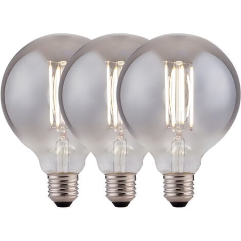 Harper Living 8 Watts G125 E27 LED Bulb Smoked Globe Cool White Dimmable,  Pack of 3