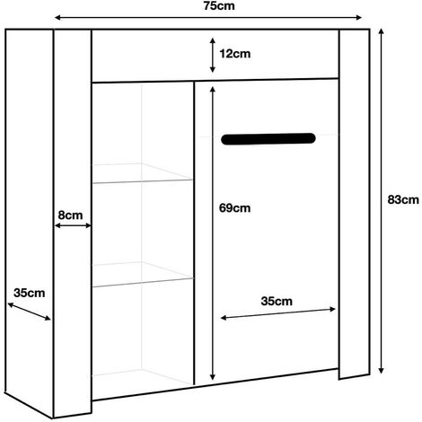 Furneo Matt & High Gloss White Cabinet Cupboard Sideboard Unit Milano10 White LED Light