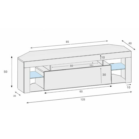 Furneo White Corner TV Stand 125cm Unit Cabinet Matt & High Gloss Milano05 White LED Lights