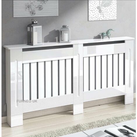 Furneo Modern High Gloss White Radiator Cover Large (1/2)