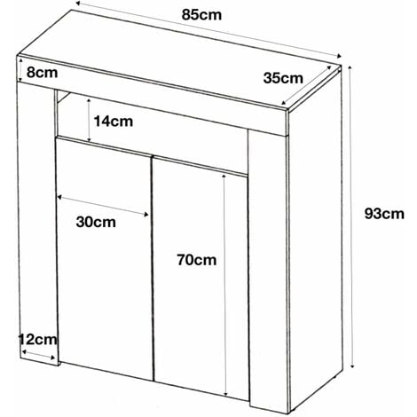 Furneo High Gloss & Matt White 2-door Sideboard Cabinet Cupboard Unit Clifton01 White LED Lights