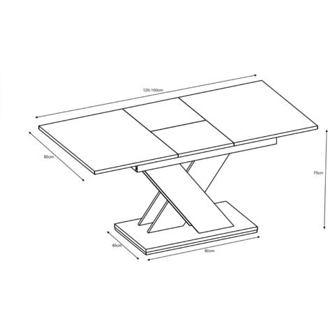 Furneo Modern Dining Table Only Extendable 120-160cm Oak Effect Tavolo03 MDF
