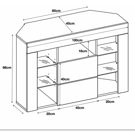 Furneo Venico02 White Corner TV Stand 100cm Matt & High Gloss White LED Lights