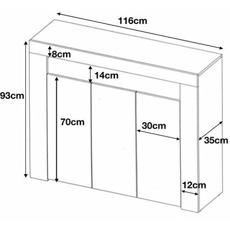 Furneo Matt & High Gloss White 3-door Sideboard Cabinet Cupboard Unit Clifton04 Blue LED Lights