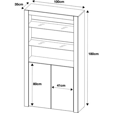 Furneo White Display Cabinet Modern High Gloss &Matt 2-Door Cupboard  Clifton20 White LED Lights
