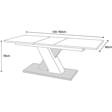 Furneo Modern Dining Table Extendable 120-160cm High Gloss White & Matt Grey Enzo 01
