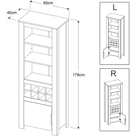 Furneo Display Cabinet Dark Oak Effect Modern Cupboard Storage LED Lights Prestigio 04