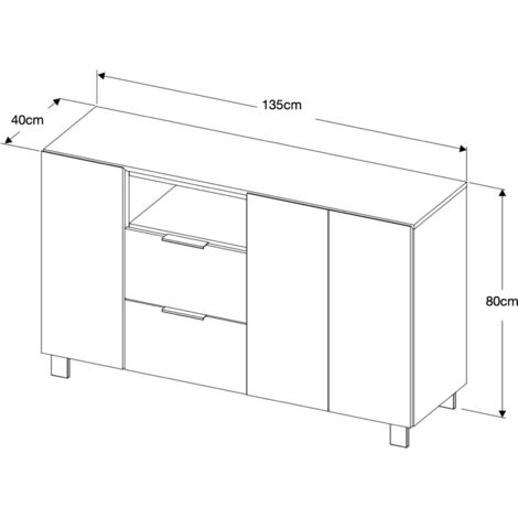 Furneo Sideboard Grey White High Gloss Matt Cabinet Cupboard Unit Blue LED Lights Enzo 16