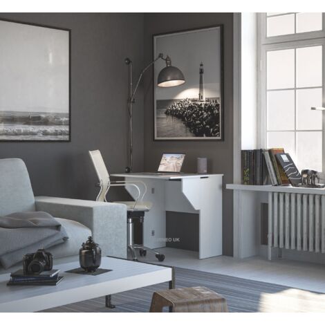 Furneo Folding Table White Wall Hideaway Desk Bingo