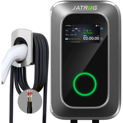 Jatrhg – Borne de recharge pour véhicule électrique 11kW 8M 16A triphasé – Chargeur rapide Type 2 IEC 62196-2 – Boîtier étanche IP66