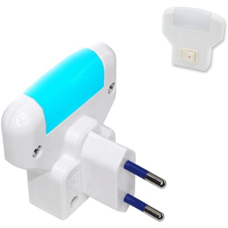 FISHTEC - Lot de 2 veilleuses LED douces - Veilleuses nocturnes sur prise secteur - Lumière bleue, légères, compactes