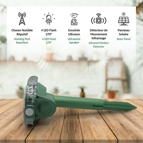Répulsif FISHTEC Ultrasons Solaire animaux nuisibles