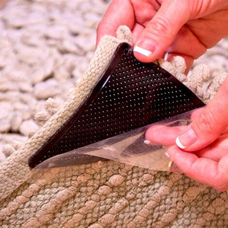 Lot de 8 coins antidérapants FISHTEC pour tapis - Réutilisables et Lavables