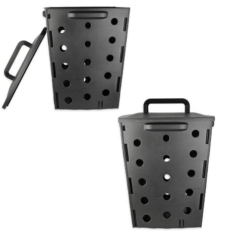 Seau à compost en polypropylène noir - 18,5 x 18,5 x 22 cm - Kajo