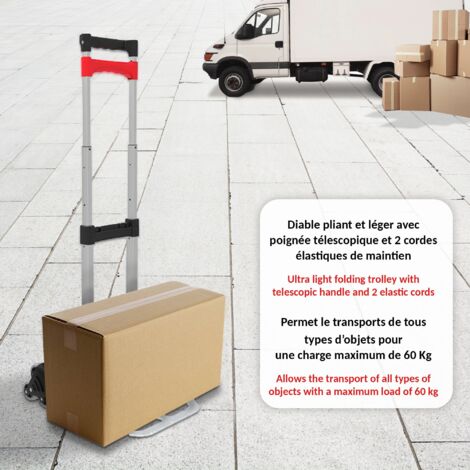 Diable Pliable - NAIZY - Chariot de Transport - Acier Poli - Charge Diable Pliable - NAIZY - Chariot de Transport - Acier Poli - Charge