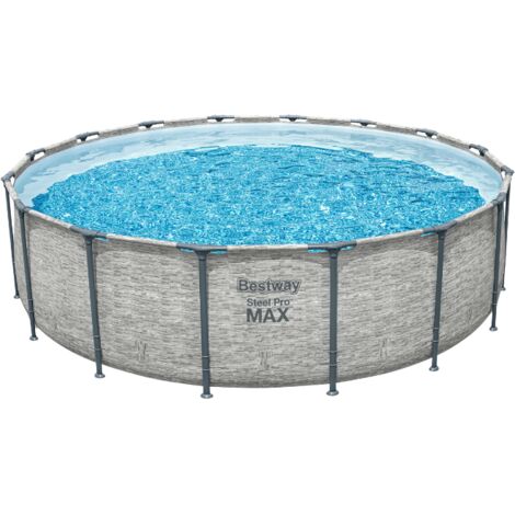 Bestway Piscine hors sol tubulaire ronde Bestway Steel Pro Max 488 x 122 cm décor pierres