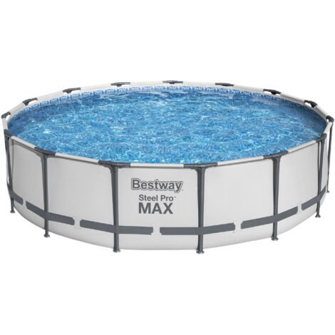 Bestway Piscine hors sol tubulaire ronde Bestway Steel Pro Max 457 x 107 cm gris clair