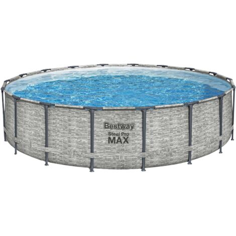 Bestway Piscine hors sol tubulaire ronde Bestway Steel Pro Max 549 x 122 cm décor pierres
