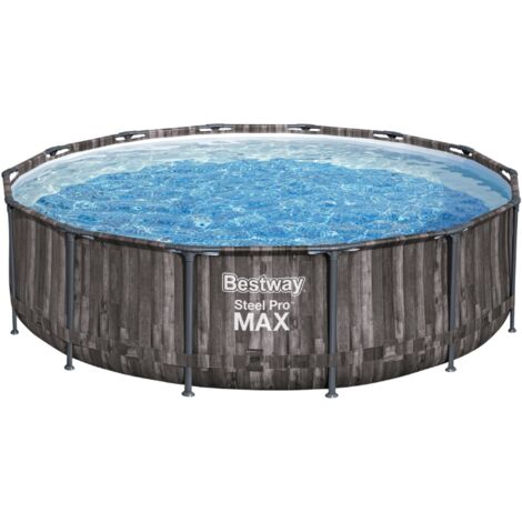 Bestway Piscine hors sol tubulaire ronde Bestway Steel Pro Max 427 x 107 cm décor bois