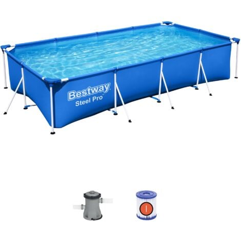 BESTWAY Piscine hors sol rectangle Steel Pro 400 x 211 x 81 cm bleu clair