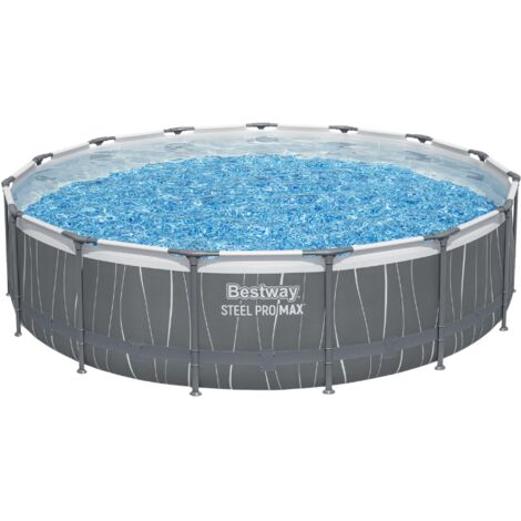 Bestway Piscine hors sol tubulaire ronde Bestway Steel Pro Max 457 x 107 cm gris clair avec LED