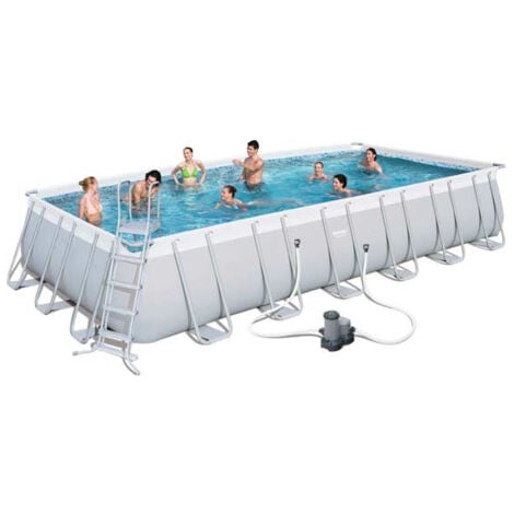 BESTWAY Piscine hors sol rectangle Power Steel 732 x 366 x 132 cm gris clair