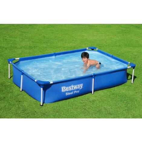 BESTWAY Piscine hors sol rectangle Steel Pro™ 221 x 150 x 43 cm bleu clair