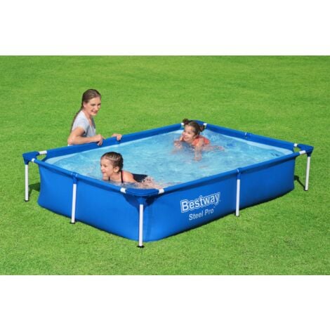 BESTWAY Piscine hors sol rectangle Steel Pro™ 221 x 150 x 43 cm bleu clair