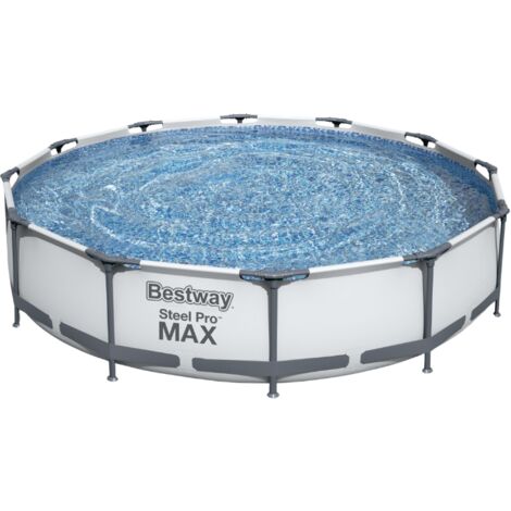Bestway Piscine hors sol tubulaire ronde Bestway Steel Pro Max 366 x 76 cm gris clair