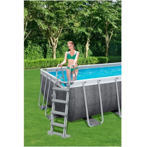 BESTWAY Piscine hors sol rectangle Power Steel 488 x 244 x 122 cm rotin gris