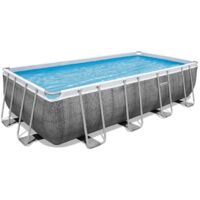 Bestway Piscine hors sol tubulaire rectangulaire Bestway Power Steel 549 x 274 x 122 cm décor rotin gris