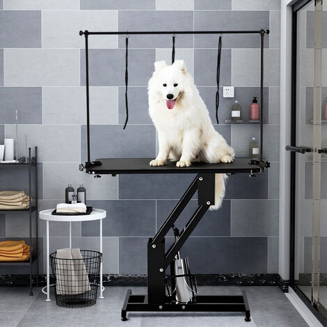 Livingandhome Black Adjustable Hydraulic Pet Grooming Trimming Table