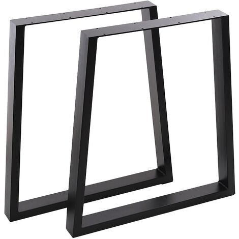 Livingandhome Set of 2 Metal Table Bench Legs Frames Trapezium Steel Base Stands, 29.5x40CM