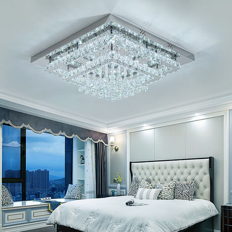 Livingandhome Modern Crystal LED Flush Mount Ceiling Light Fixture, 60x60x20CM