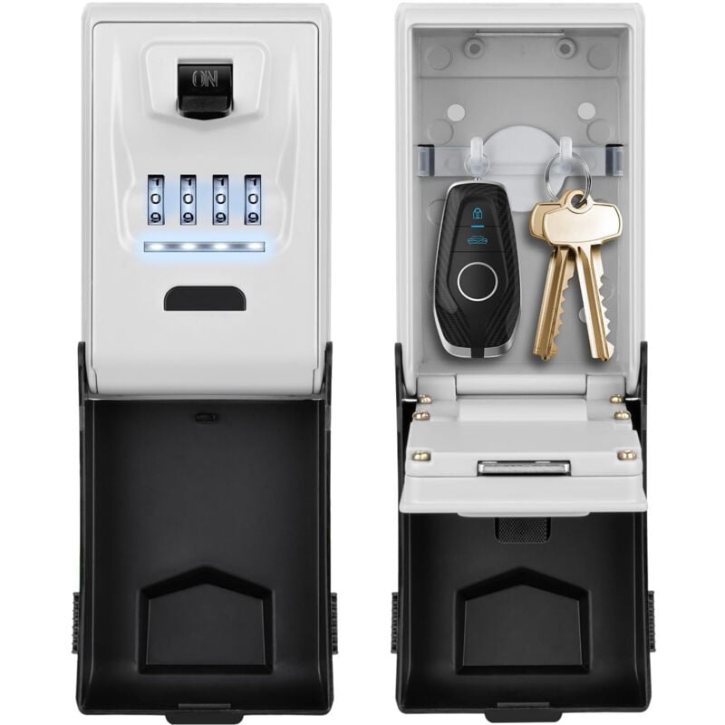 Boite à clés Sécurisée Exterieur [Rétroéclairée], Grand Etanche Boite a Clefs Murale Boite a Clef avec Code Digitale Boitier Clefs Robuste Coffre a Clef Interieur