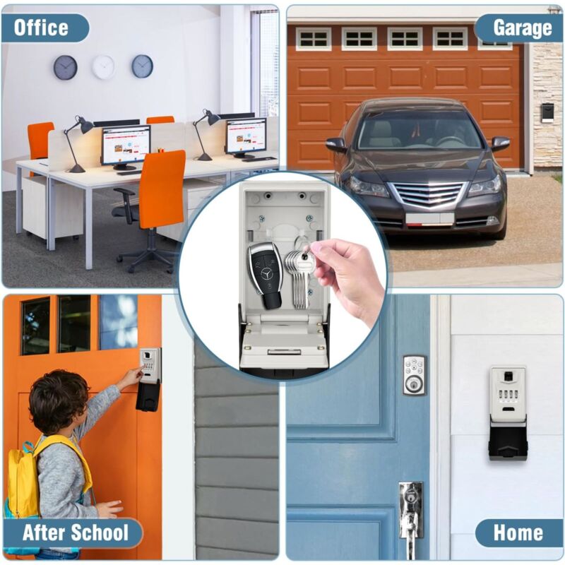 Boite à clés Sécurisée Exterieur [Rétroéclairée], Grand Etanche Boite a Clefs Murale Boite a Clef avec Code Digitale Boitier Clefs Robuste Coffre a Clef Interieur 3