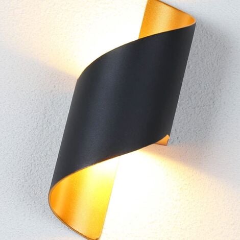 Applique Murale Interieur 10W Spirale Exterieur Up Down Lampe Murale en Métal 3000K Blanc Chaud Applique Murale LED pour Bar, Chambre à Coucher, Cuisine(Noire)