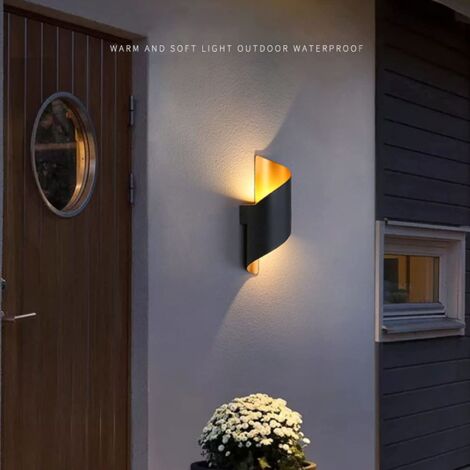 Applique Murale Interieur 10W Spirale Exterieur Up Down Lampe Murale en Métal 3000K Blanc Chaud Applique Murale LED pour Bar, Chambre à Coucher, Cuisine(Noire)