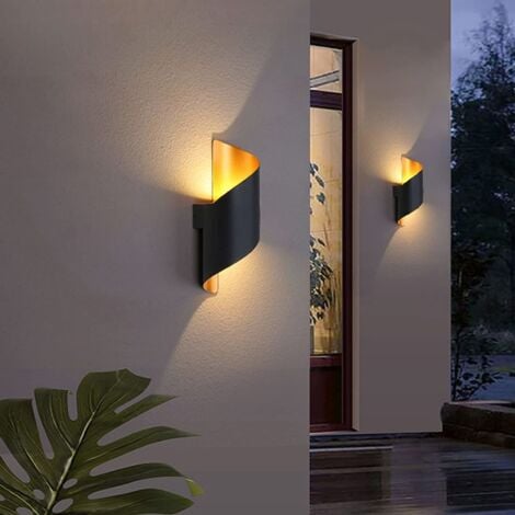 Applique Murale Interieur 10W Spirale Exterieur Up Down Lampe Murale en Métal 3000K Blanc Chaud Applique Murale LED pour Bar, Chambre à Coucher, Cuisine(Noire)